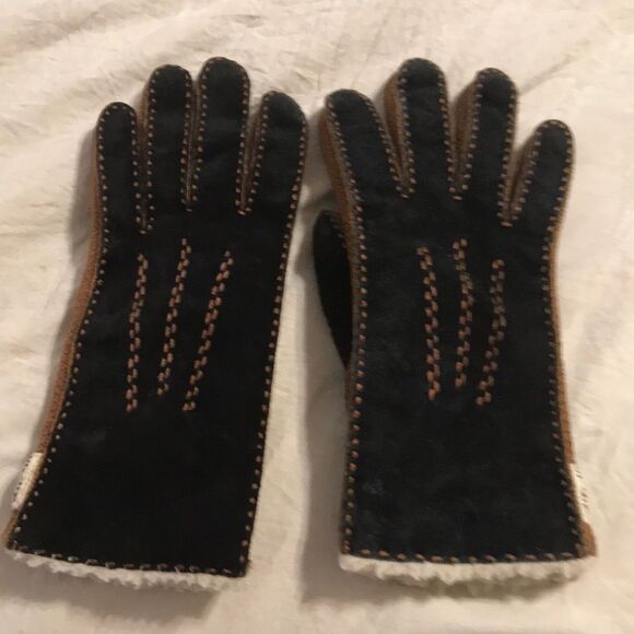 Aris black suede fur lined gloves - Picture 1 of 5